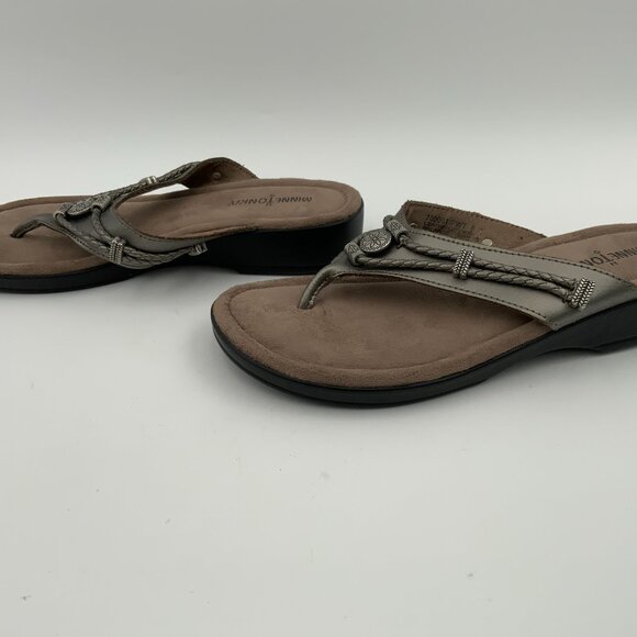Minnetonka Silverthorne Pewter Sandals Leather WMs 8 - Picture 6 of 10